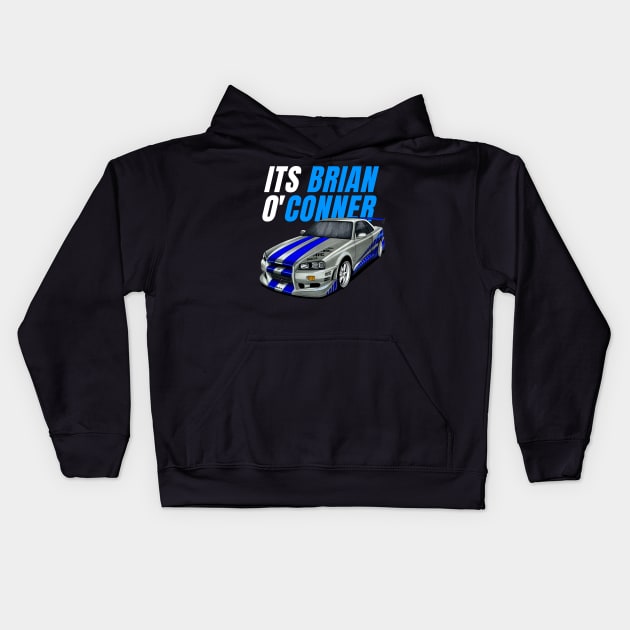 It's Brian o'Conner { fast and furious Paul walker's Skyline } Kids Hoodie by MOTOSHIFT